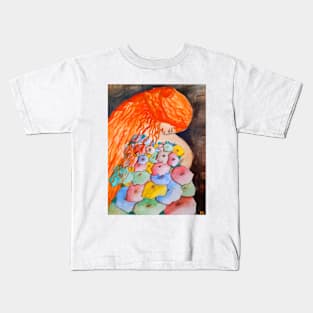 Beautigul Ginger Girl With Flowers 001 Kids T-Shirt